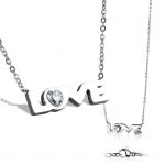 Zirkónový oceľový náhrdelník Love 455 mm