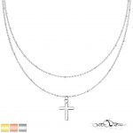 Oceľový náhrdelník znak Kríž 460 mm, strieborná farba, ružovozlatá farba, zlatá farba